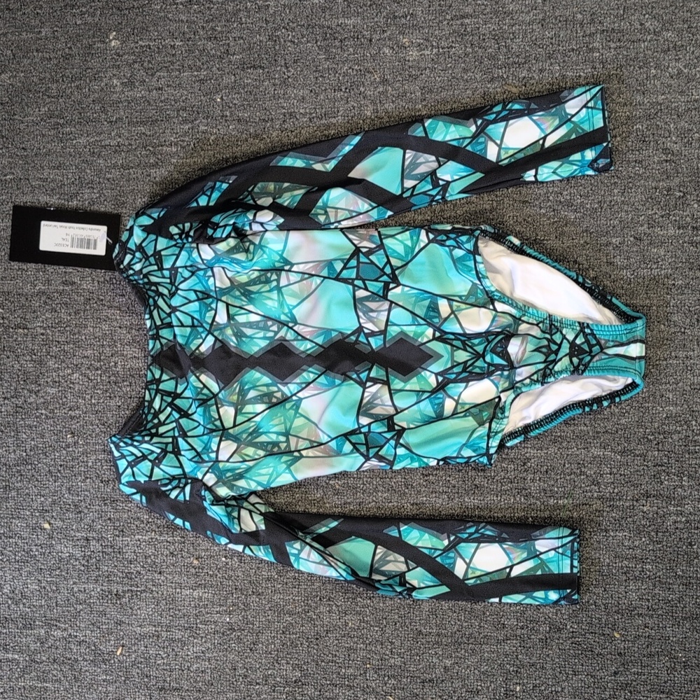 Alexandra Teal/Black Leotard size 6